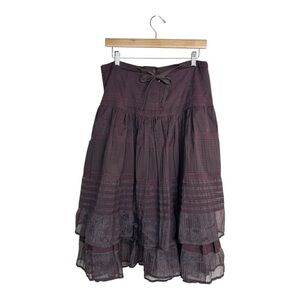 Women's Size 10,  Tiered  Burgundy Skirt Fairy, Bohemain, Grunge, Goth, Coquette